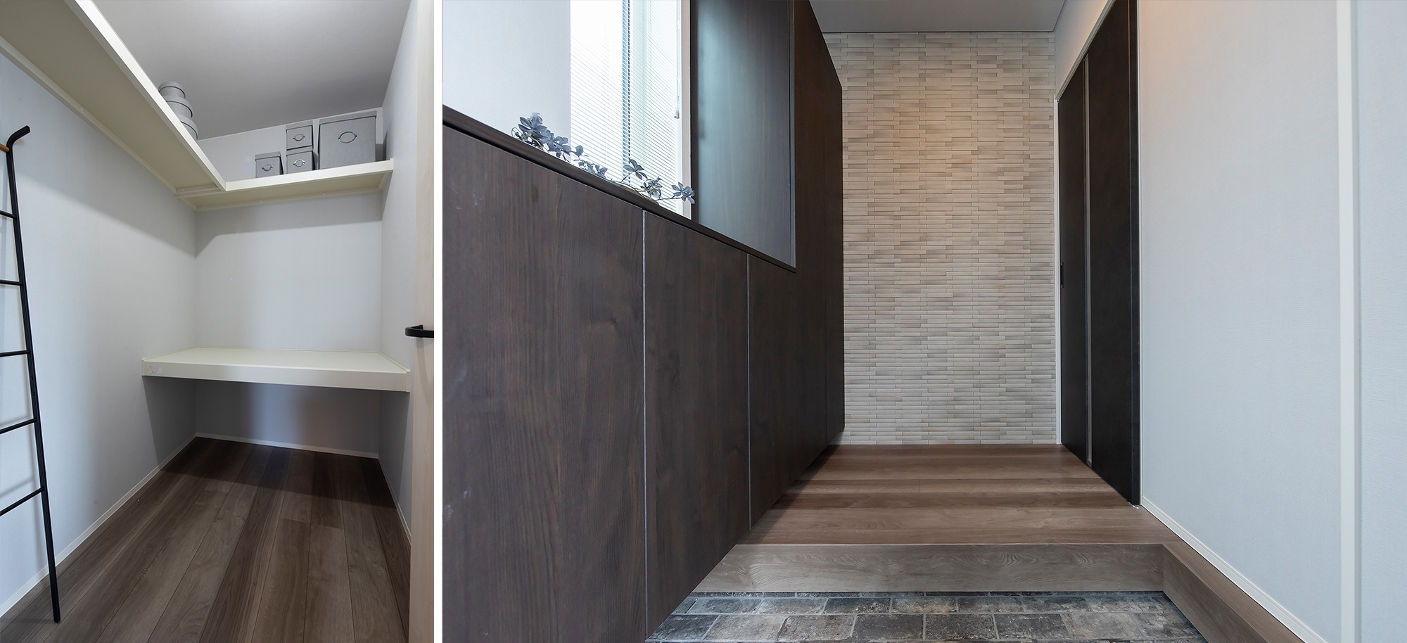 頑張らなくても片付く収納 - 納戸は“収納を考える時間”を減らして、暮らしに余裕をつくるための場所です。&nbsp;「出しっぱなしになりやすいもの」が、全部ここに集約できます。&nbsp;&nbsp;玄関収納には、靴・上着・バッグ・アウトドア用品・日用品のストックまで、&nbsp;すべて玄関まわりで完結します。 -  - 