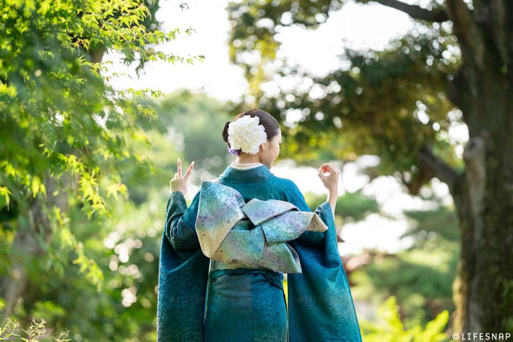 成人式前撮り・後撮りロケーション撮影@肥後細川庭園／東京都／文京区