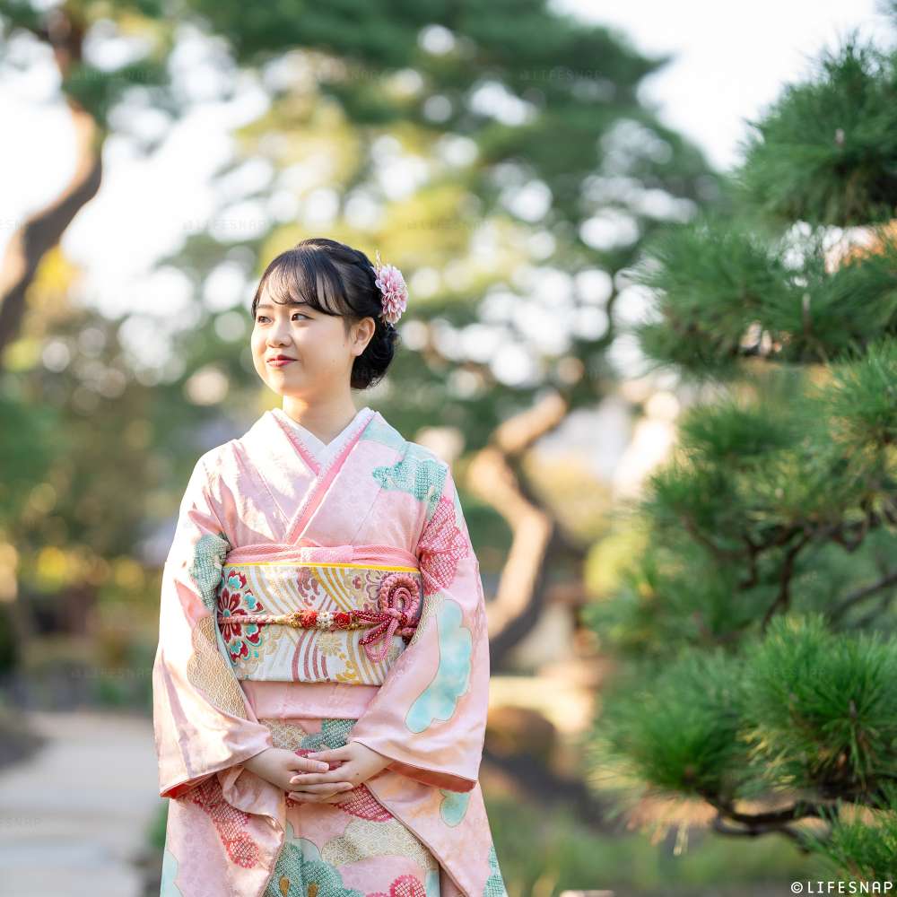 成人式前撮り・後撮りロケーション撮影@肥後細川庭園／東京都／文京区