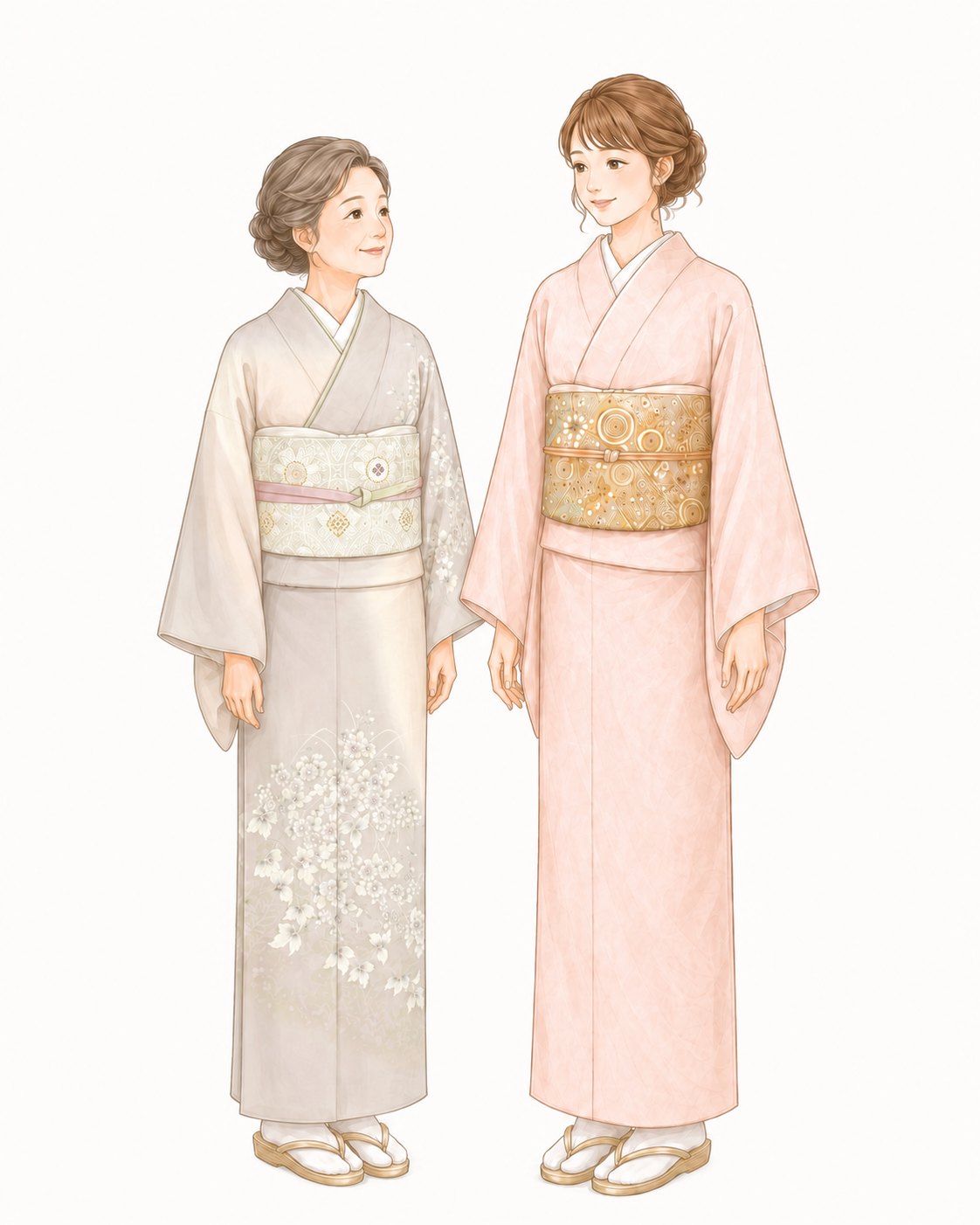 訪問着を着る母と祖母