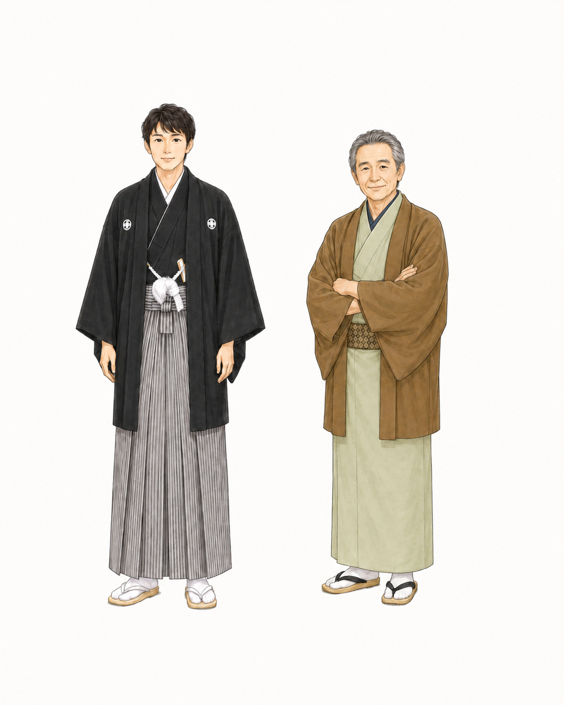 着物・袴を着る父と祖父