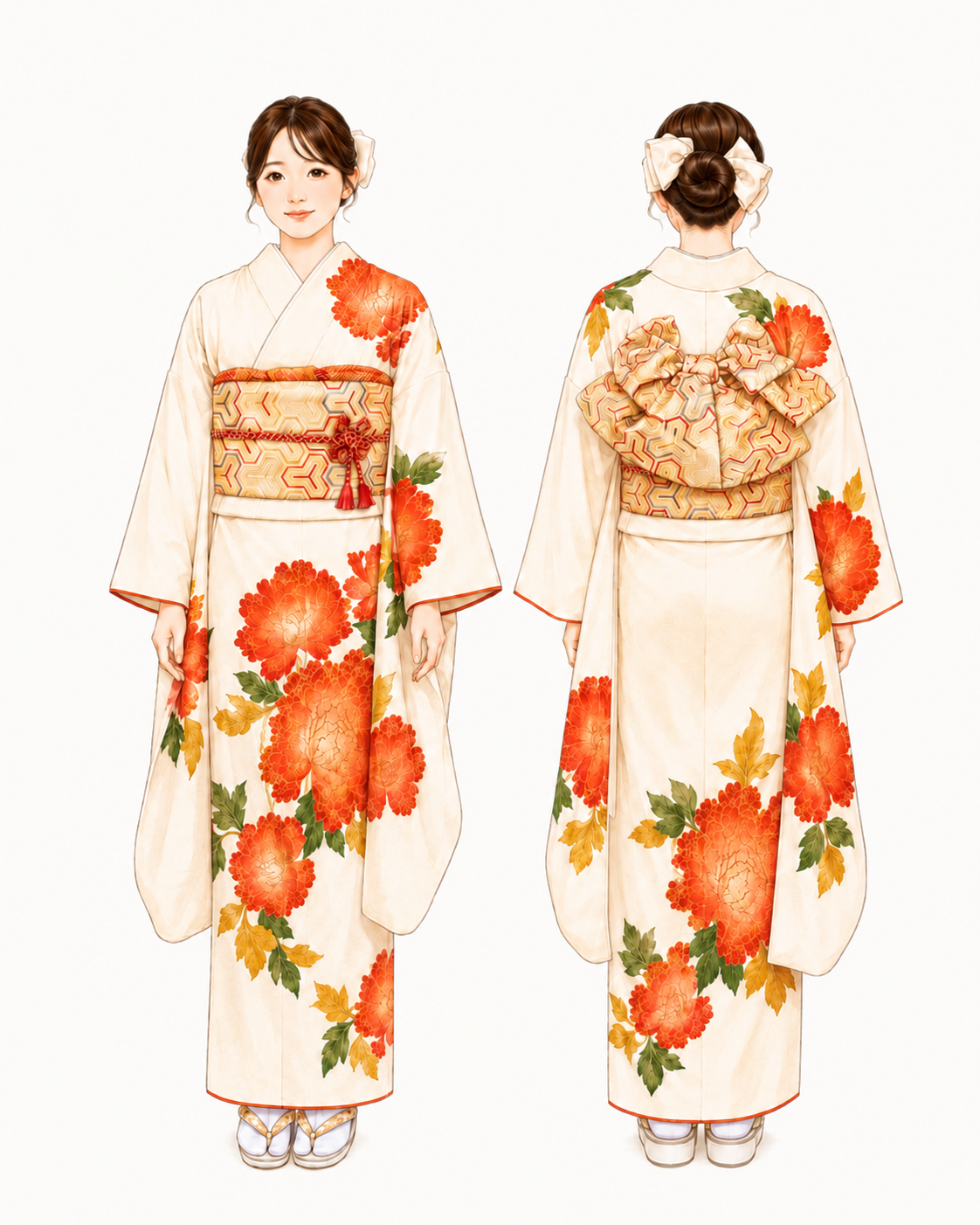 振袖を着用する女性