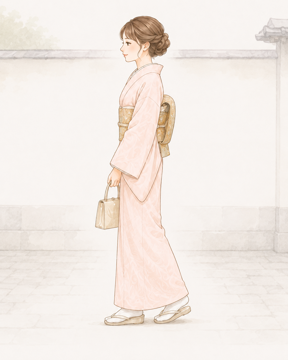 訪問着で歩く様子