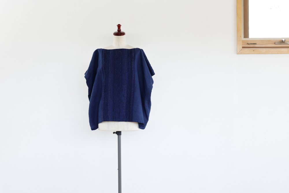 INDIGO LINEN KNIT CUT-SEW - 