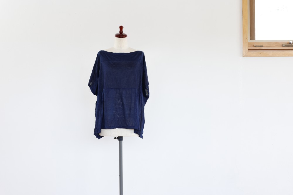INDIGO LINEN KNIT CUT-SEW - 