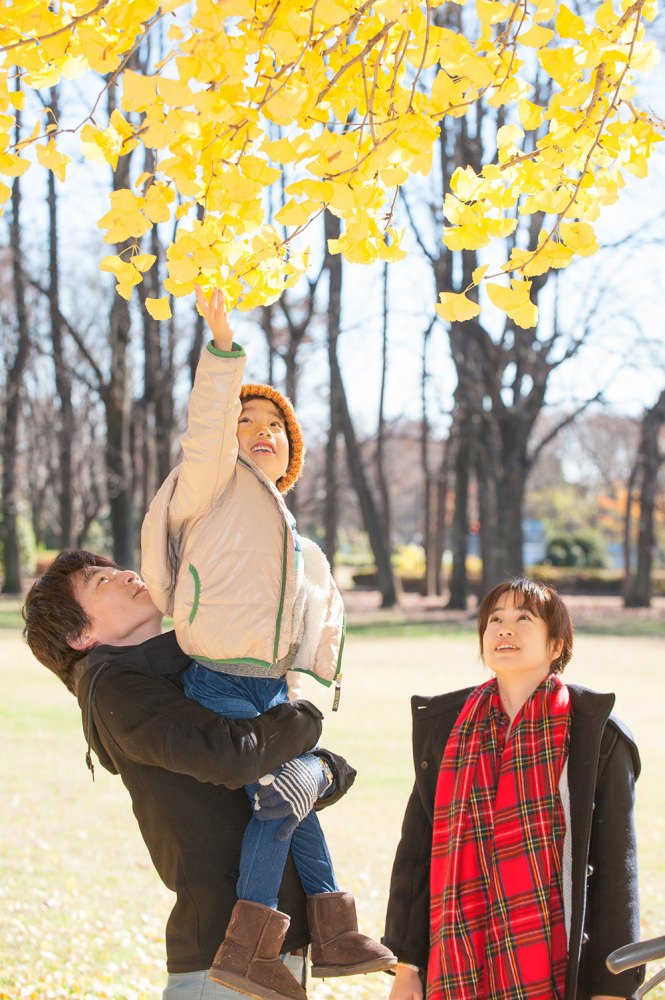  - お父さんが持ち上げてくれたので&nbsp;高い木の上の葉っぱにも手が届きました